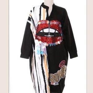 Sparkling Lip Button Down Dress